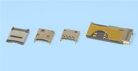 【写真1 microSDカード用コネクタ製品】 microSDカード用コネクタ製品
